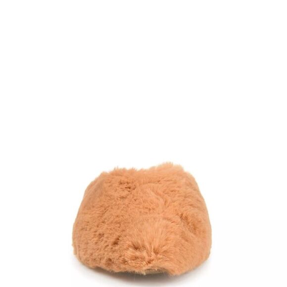 Journee Collection Sundown Camel Faux Fur Cozy Mule Slipper Flat Shoes Size 9 - Picture 3 of 8